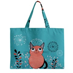 Cat Face Mask Smile Cute Leaf Flower Floral Zipper Mini Tote Bag