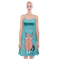 Cat Face Mask Smile Cute Leaf Flower Floral Spaghetti Strap Velvet Dress