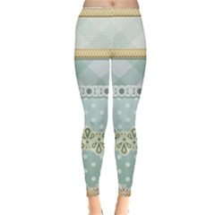 Circle Polka Plaid Triangle Gold Blue Flower Floral Star Leggings  by Mariart