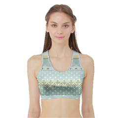 Circle Polka Plaid Triangle Gold Blue Flower Floral Star Sports Bra With Border