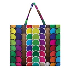 Circle Round Yellow Green Blue Purple Brown Orange Pink Zipper Large Tote Bag