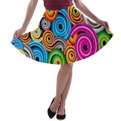 Circle Round Hole Rainbow A-line Skater Skirt