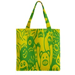 Easter Monster Sinister Happy Green Yellow Magic Rock Zipper Grocery Tote Bag