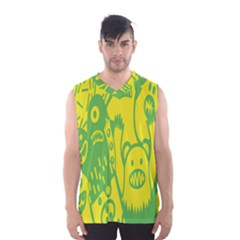 Easter Monster Sinister Happy Green Yellow Magic Rock Men s Basketball Tank Top by Mariart