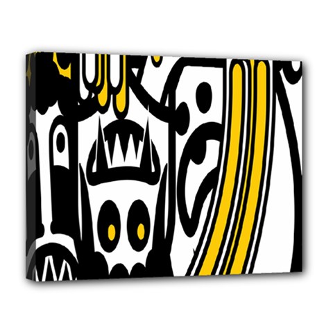 Easter Monster Sinister Happy Magic Rock Mask Face Polka Yellow Canvas 14  X 11  by Mariart