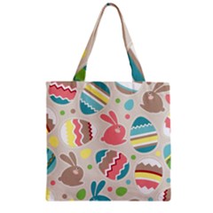 Easter Rabbit Bunny Rainbow Zipper Grocery Tote Bag