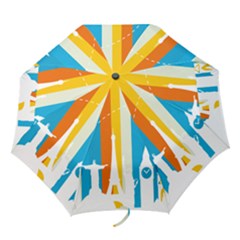 Eiffel Tower Monument Statue Of Liberty Folding Umbrellas by Mariart