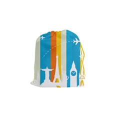 Eiffel Tower Monument Statue Of Liberty Drawstring Pouches (small)  by Mariart