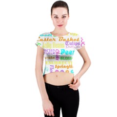 Easter Subway Blossoms Color Rainbow Chocolate Crew Neck Crop Top