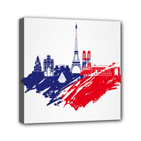 Eiffel Tower Monument Statue Of Liberty France England Red Blue Mini Canvas 6  X 6  by Mariart