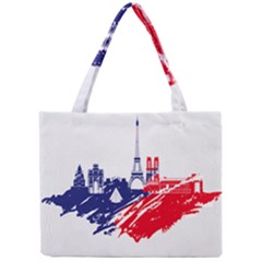 Eiffel Tower Monument Statue Of Liberty France England Red Blue Mini Tote Bag by Mariart