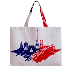 Eiffel Tower Monument Statue Of Liberty France England Red Blue Zipper Mini Tote Bag by Mariart