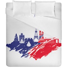 Eiffel Tower Monument Statue Of Liberty France England Red Blue Duvet Cover Double Side (california King Size) by Mariart