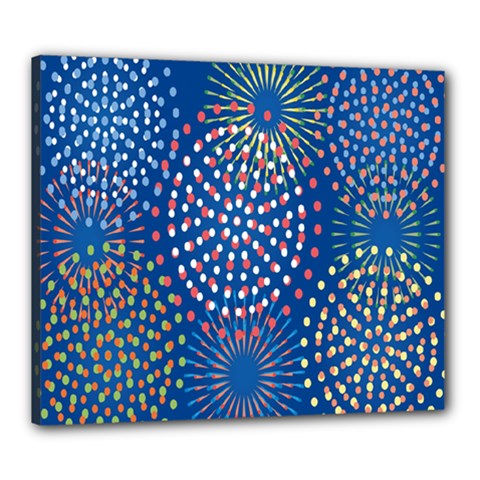 Fireworks Party Blue Fire Happy Canvas 24  X 20  by Mariart