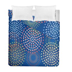 Fireworks Party Blue Fire Happy Duvet Cover Double Side (full/ Double Size) by Mariart