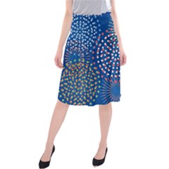 Fireworks Party Blue Fire Happy Midi Beach Skirt by Mariart