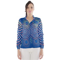 Fireworks Party Blue Fire Happy Wind Breaker (women) by Mariart