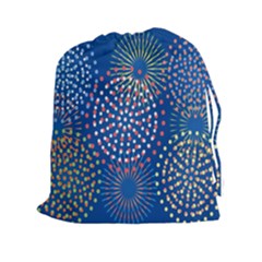 Fireworks Party Blue Fire Happy Drawstring Pouches (xxl) by Mariart