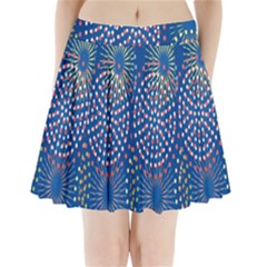 Fireworks Party Blue Fire Happy Pleated Mini Skirt by Mariart