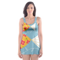 Fish Cute Swim Blue Sea Skater Dress Swimsuit by Mariart