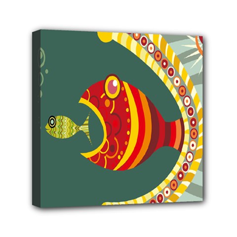 Fish Predator Sea Water Beach Monster Mini Canvas 6  X 6 