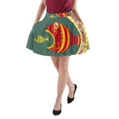 Fish Predator Sea Water Beach Monster A-line Pocket Skirt