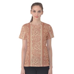 Flower Floral Leaf Frame Star Brown Women s Cotton Tee