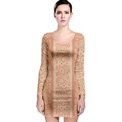 Flower Floral Leaf Frame Star Brown Long Sleeve Bodycon Dress