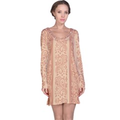 Flower Floral Leaf Frame Star Brown Long Sleeve Nightdress