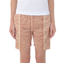 Flower Floral Leaf Frame Star Brown Women s Basketball Shorts