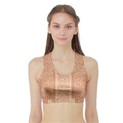 Flower Floral Leaf Frame Star Brown Sports Bra With Border by Mariart