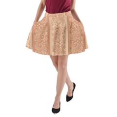 Flower Floral Leaf Frame Star Brown A-Line Pocket Skirt