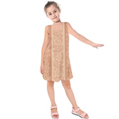 Flower Floral Leaf Frame Star Brown Kids  Sleeveless Dress