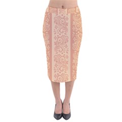 Flower Floral Leaf Frame Star Brown Velvet Midi Pencil Skirt