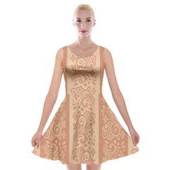 Flower Floral Leaf Frame Star Brown Velvet Skater Dress by Mariart