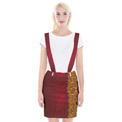 Floral Flower Golden Red Leaf Braces Suspender Skirt