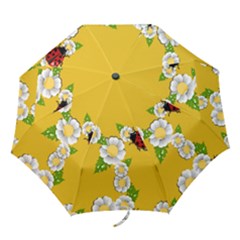 Flower Floral Sunflower Butterfly Red Yellow White Green Leaf Folding Umbrellas