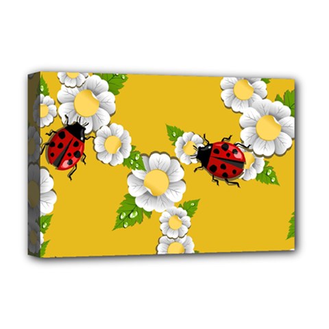 Flower Floral Sunflower Butterfly Red Yellow White Green Leaf Deluxe Canvas 18  x 12  