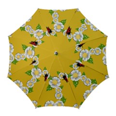 Flower Floral Sunflower Butterfly Red Yellow White Green Leaf Golf Umbrellas