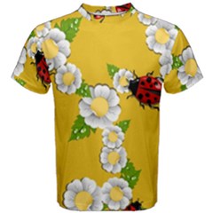 Flower Floral Sunflower Butterfly Red Yellow White Green Leaf Men s Cotton Tee