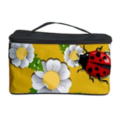 Flower Floral Sunflower Butterfly Red Yellow White Green Leaf Cosmetic Storage Case