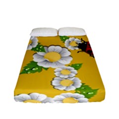 Flower Floral Sunflower Butterfly Red Yellow White Green Leaf Fitted Sheet (Full/ Double Size)