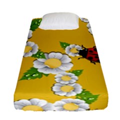 Flower Floral Sunflower Butterfly Red Yellow White Green Leaf Fitted Sheet (single Size) by Mariart