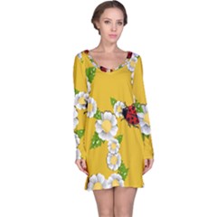 Flower Floral Sunflower Butterfly Red Yellow White Green Leaf Long Sleeve Nightdress by Mariart