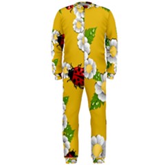 Flower Floral Sunflower Butterfly Red Yellow White Green Leaf OnePiece Jumpsuit (Men) 