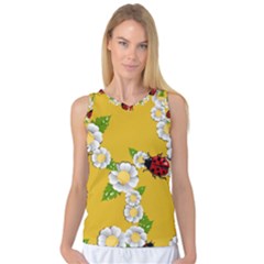 Flower Floral Sunflower Butterfly Red Yellow White Green Leaf Women s Basketball Tank Top