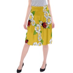 Flower Floral Sunflower Butterfly Red Yellow White Green Leaf Midi Beach Skirt