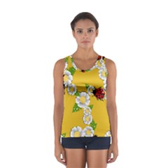 Flower Floral Sunflower Butterfly Red Yellow White Green Leaf Women s Sport Tank Top  by Mariart