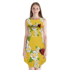 Flower Floral Sunflower Butterfly Red Yellow White Green Leaf Sleeveless Chiffon Dress  