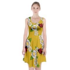 Flower Floral Sunflower Butterfly Red Yellow White Green Leaf Racerback Midi Dress